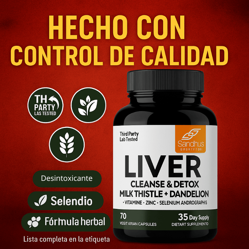 Liver Cleanse & Detox™: Fórmula herbal premium con cardo mariano, diente de león y antioxidantes - VitaFarma Guatemala