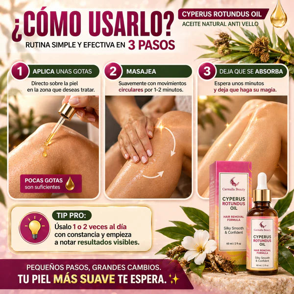 Aceite Cyperus Rotundus® Vello más fino y menos visible