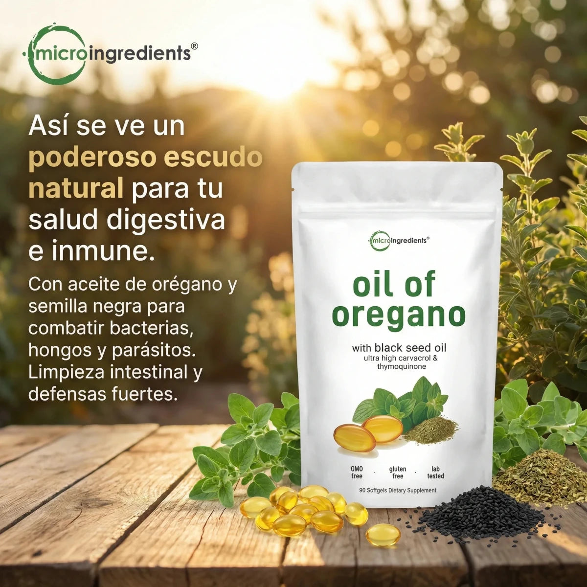 Aceite de Oregano y Semilla Negra - IntestiClean Natural (90 capsulas) - VitaFarma Guatemala