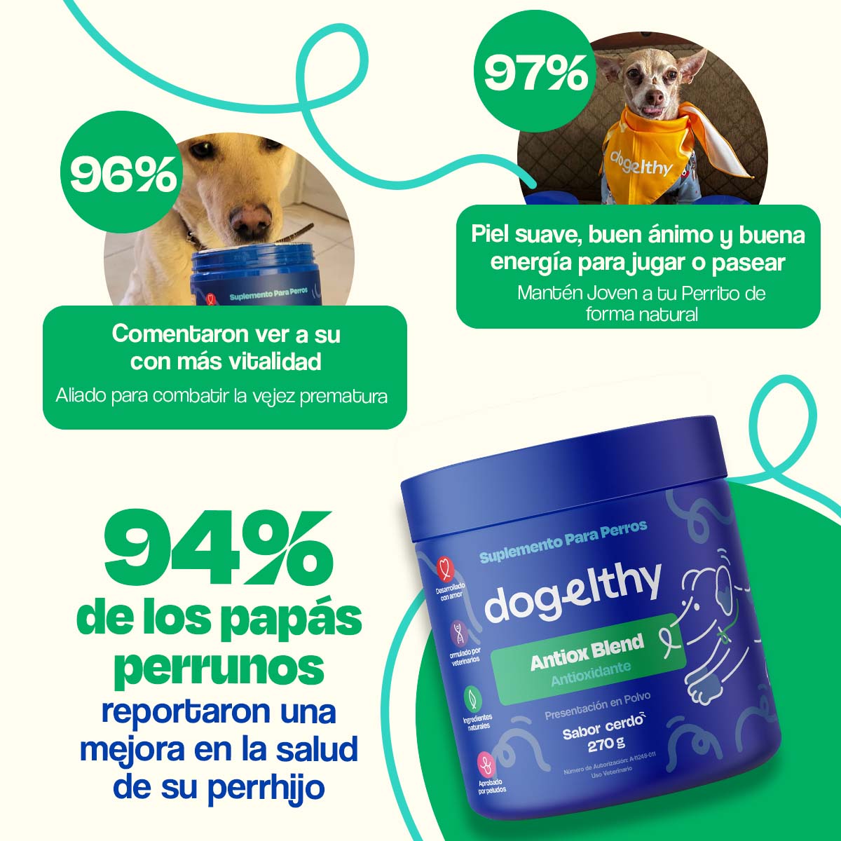 Antioxidante para Perros - Antiox Blend - VitaFarma Guatemala