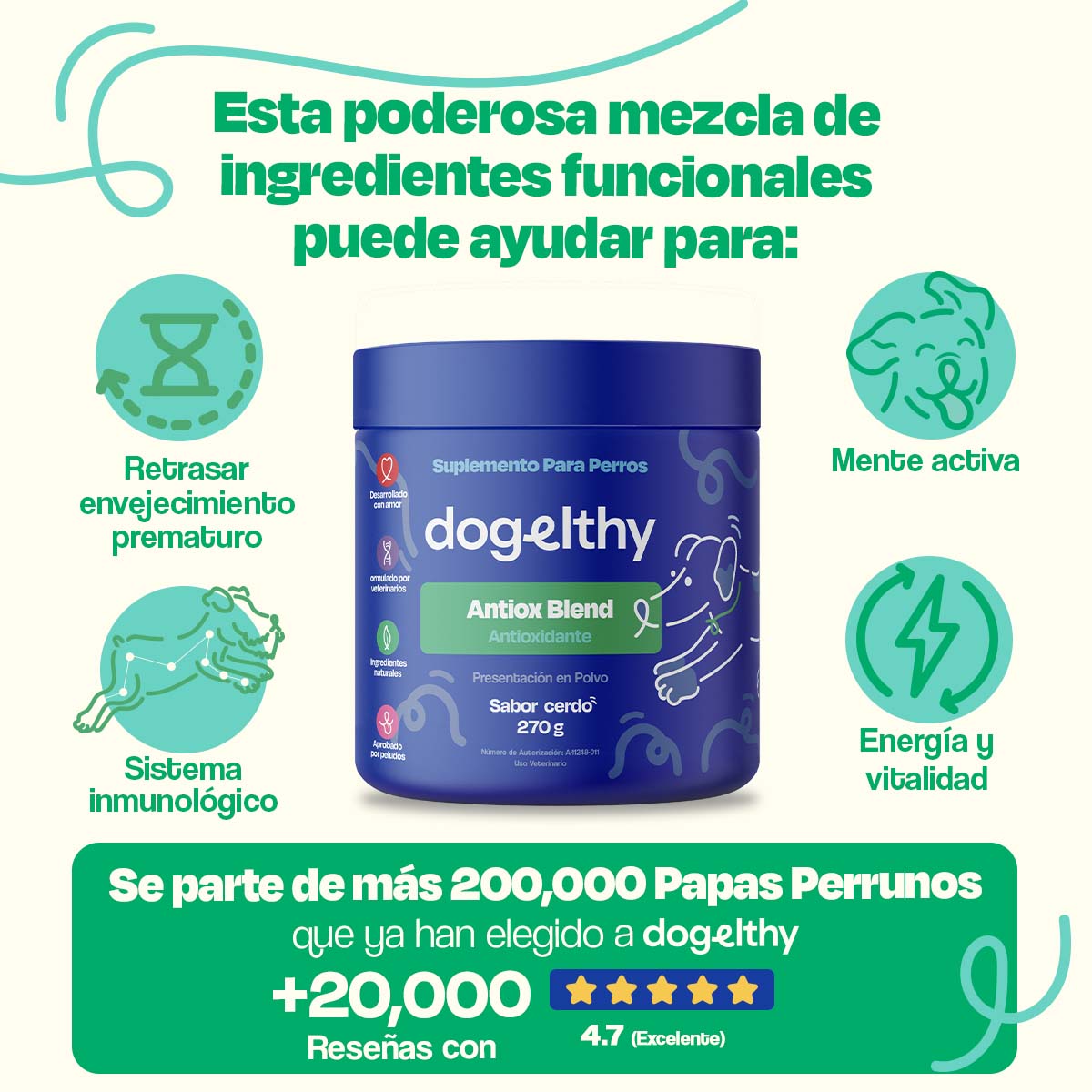 Antioxidante para Perros - Antiox Blend - VitaFarma Guatemala