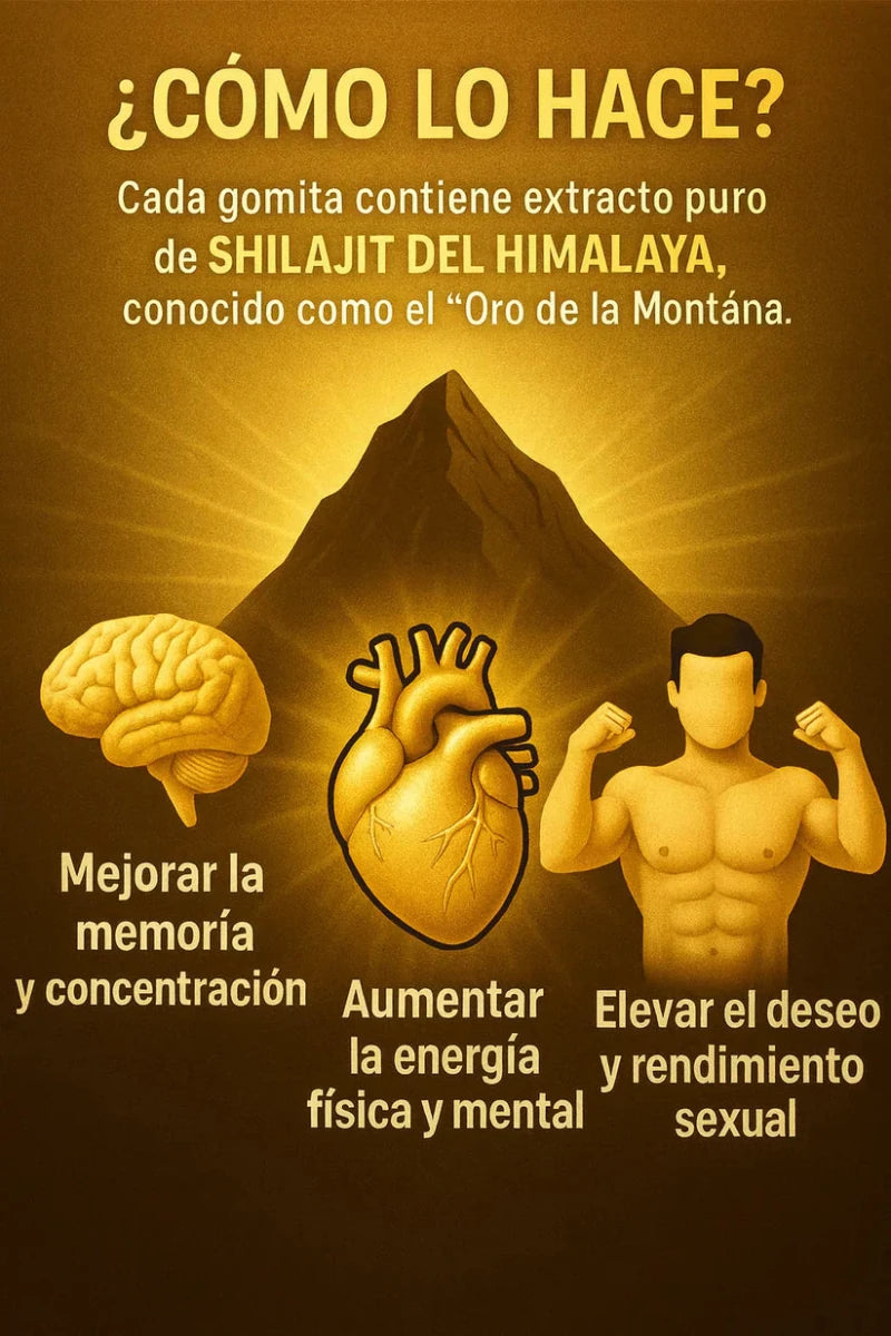 Gomitas de Shilajit para Hombres | Energía, Testosterona y Rendimiento Natural - VitaFarma Guatemala