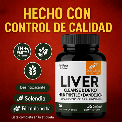 Liver Cleanse & Detox™: Fórmula herbal premium con cardo mariano, diente de león y antioxidantes - VitaFarma Guatemala